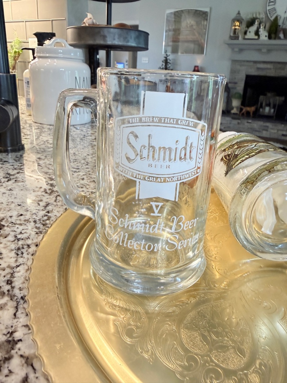 Vintage Schmidt Collector Series Glass Beer Mugs and Gold Tray - Picture 13 of 14
